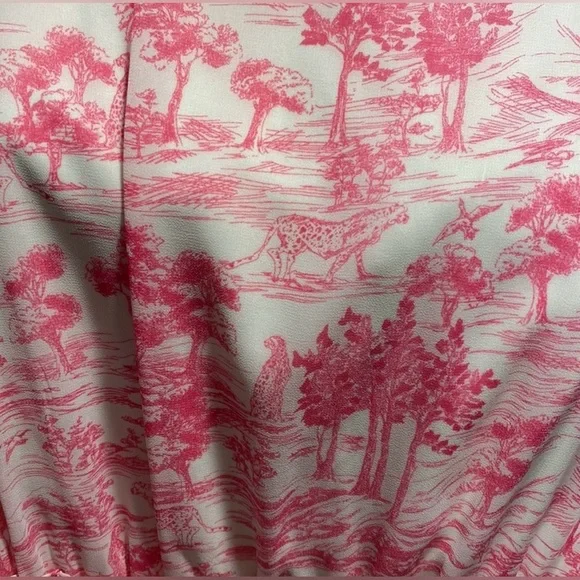 NEW!! Bloomingdale’s exclusive 💕💗 AQUA Toile Printed Ruffled Mini Dress, Sz Med. - Picture 6 of 8